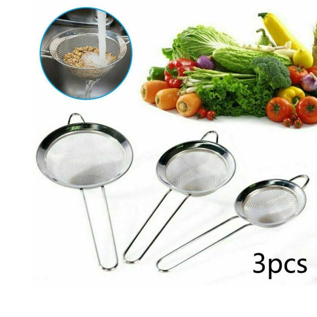 3-Piece Stainless Steel Fine Mesh Strainer Set
