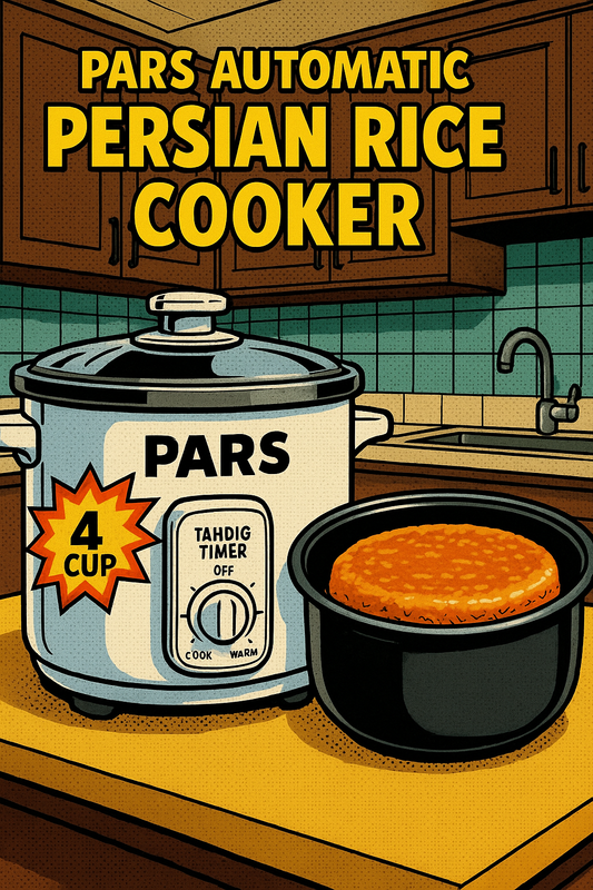 Pars Automatic Persian Rice Cooker – Perfect Tahdig Crust (4-Cup Capacity)